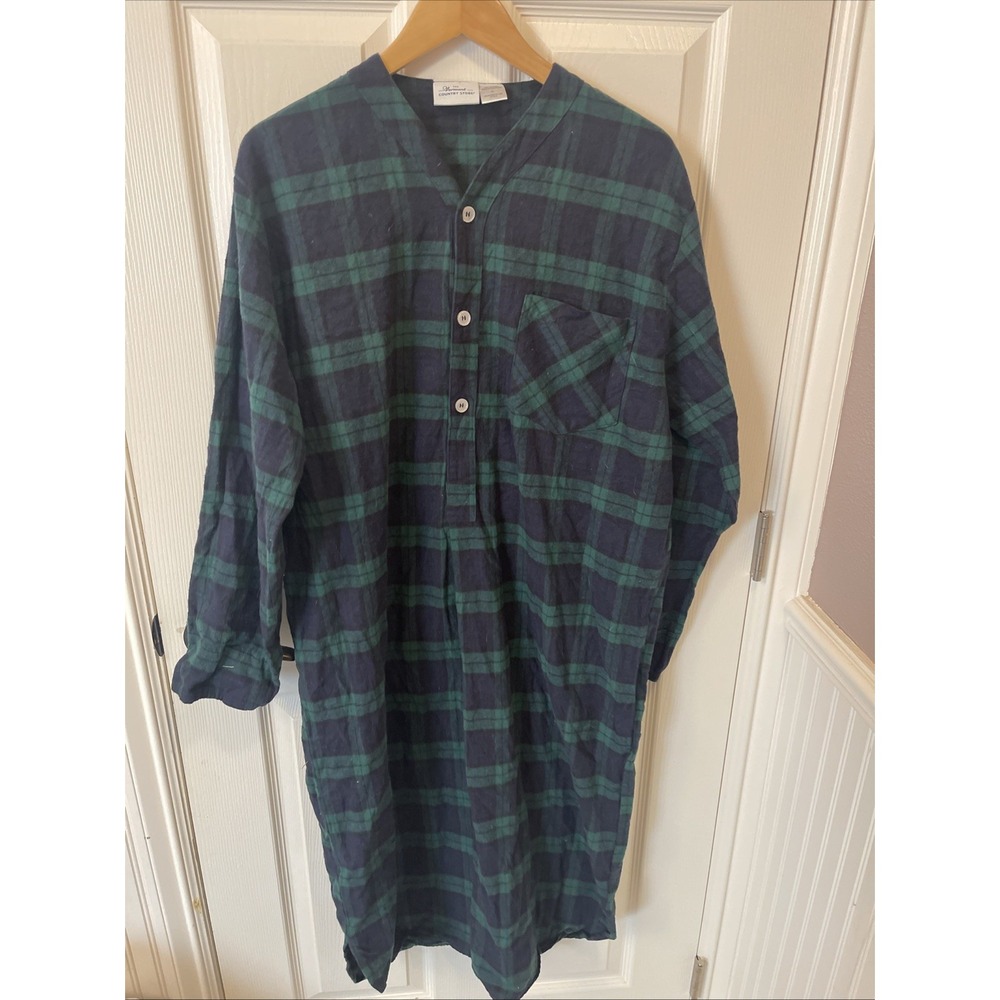 Vermont Country Store Medium Cotton Flannel Nightgown  Plaid Portugal Cottage